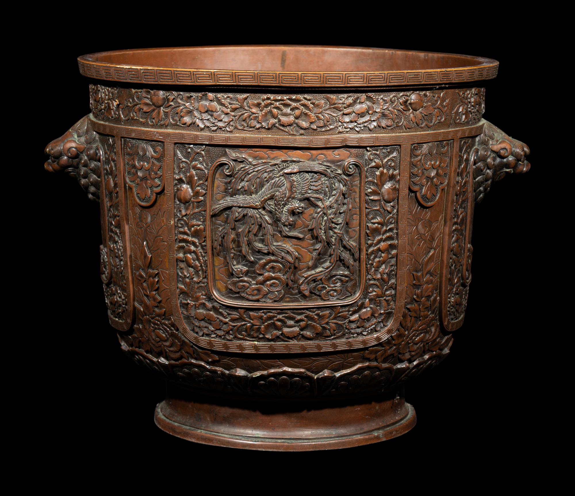 Two Japanese Bronze Planters