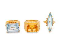 A Collection of Yellow Gold and Gemstone Rings,