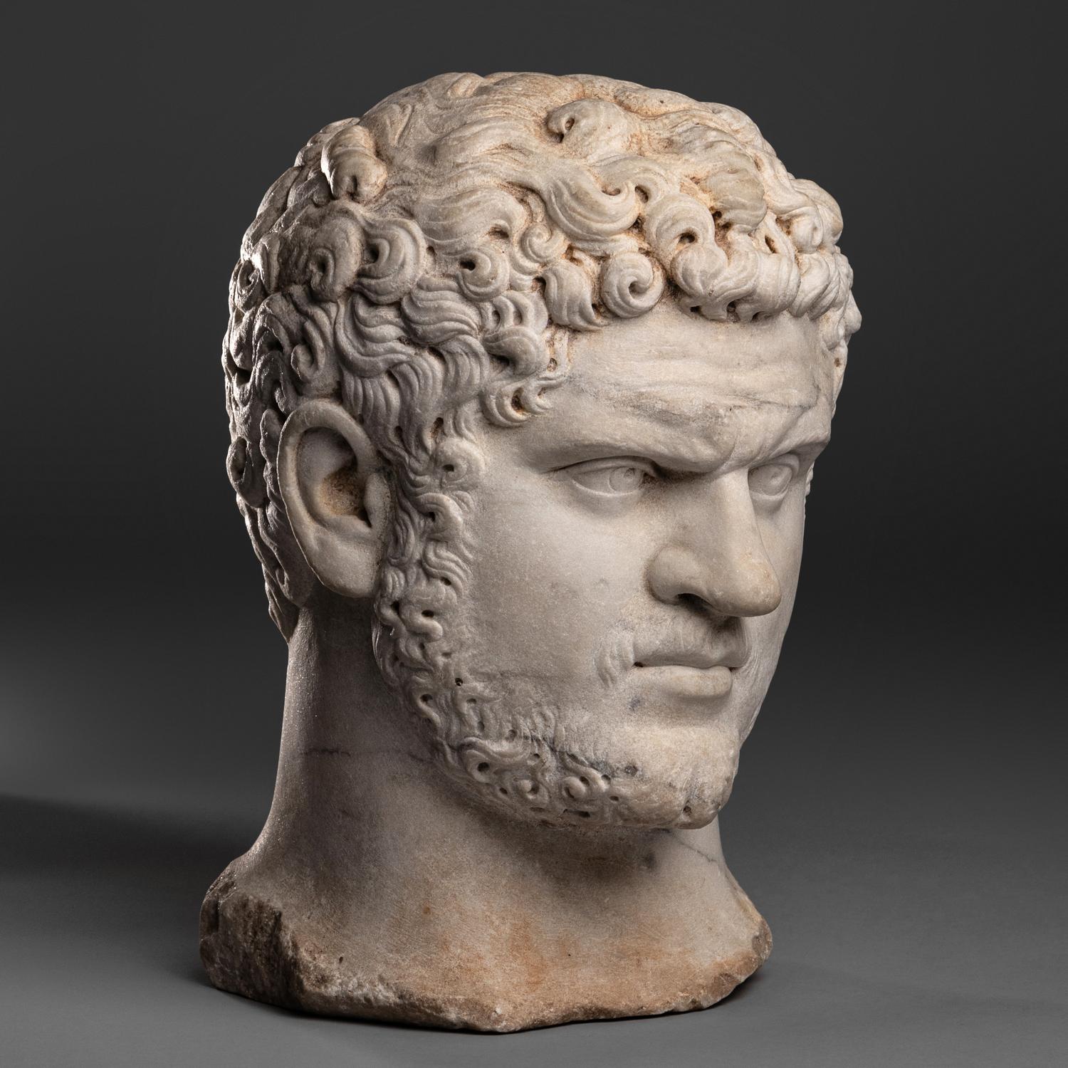 A Grand Tour Marble Portrait Head of Emperor Caracalla