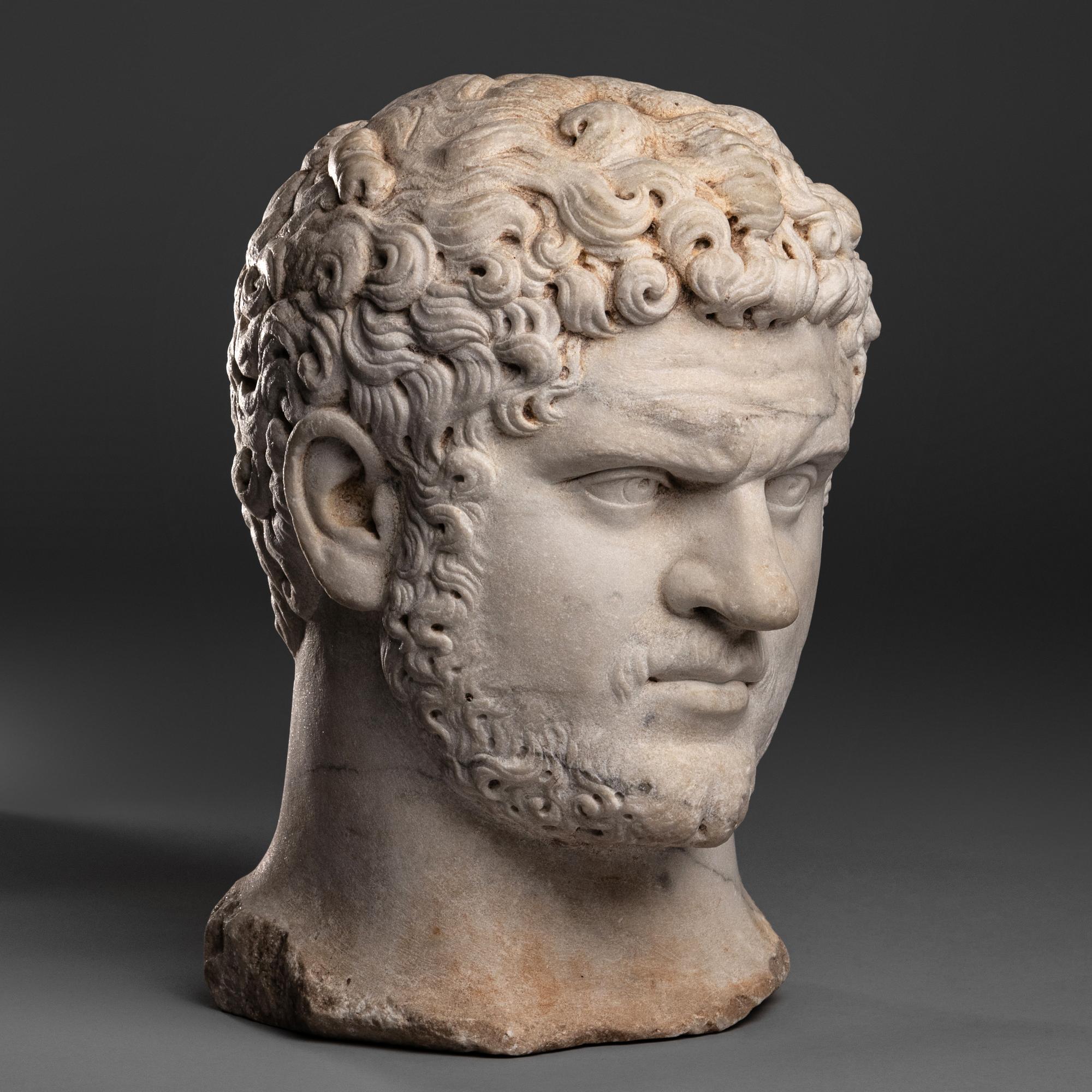 A Grand Tour Marble Portrait Head of Emperor Caracalla