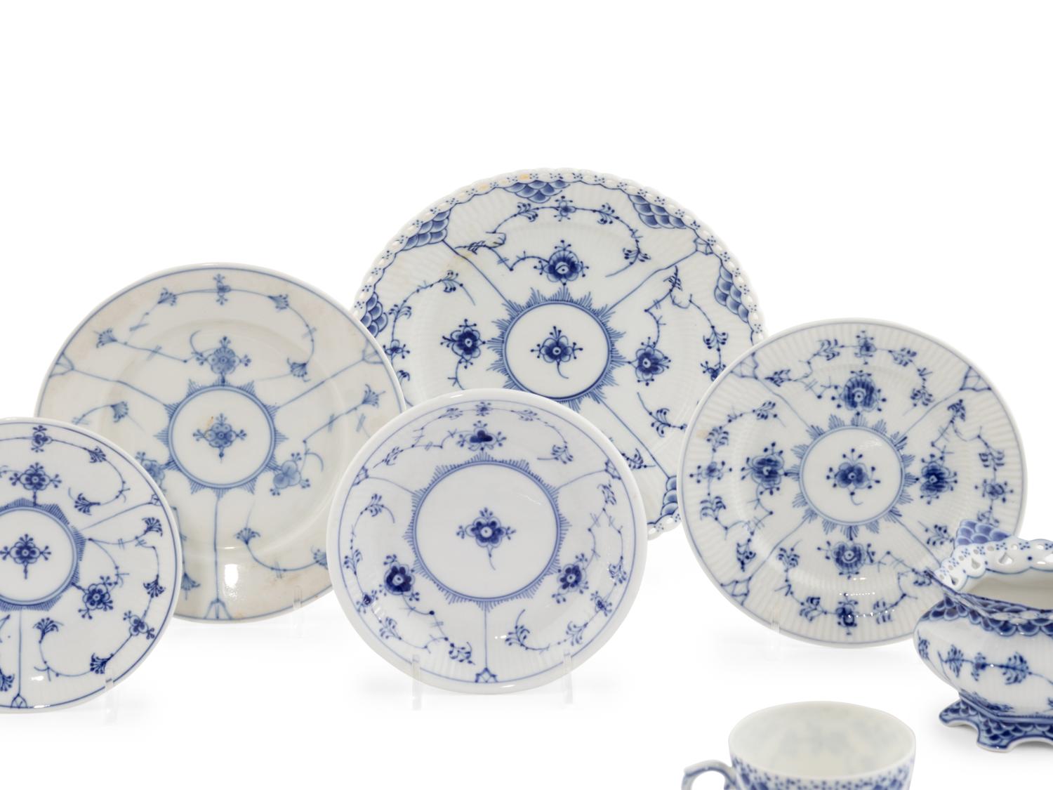 A Royal Copenhagen Blue Fluted Porcelain Tea Service