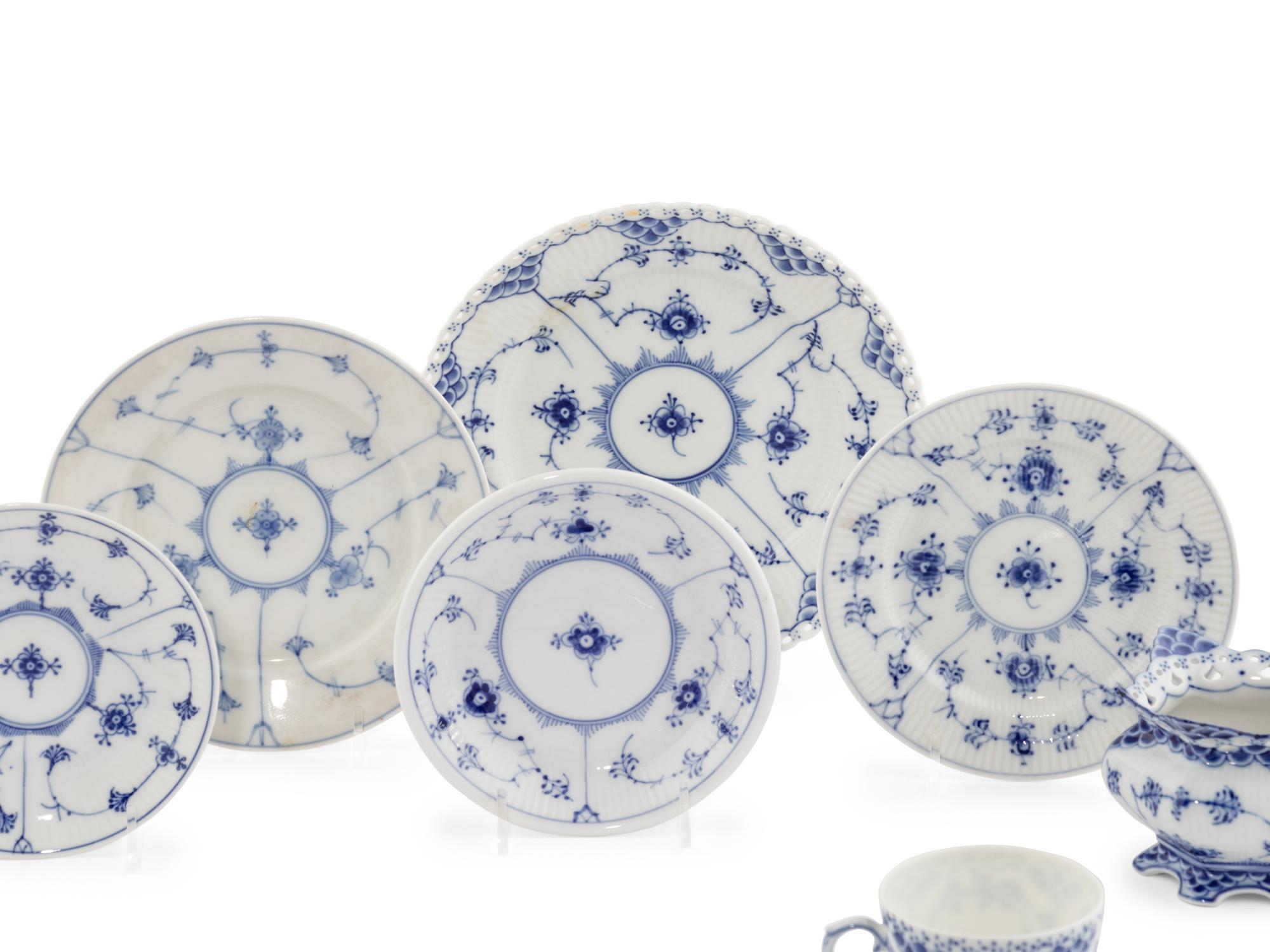 A Royal Copenhagen Blue Fluted Porcelain Tea Service