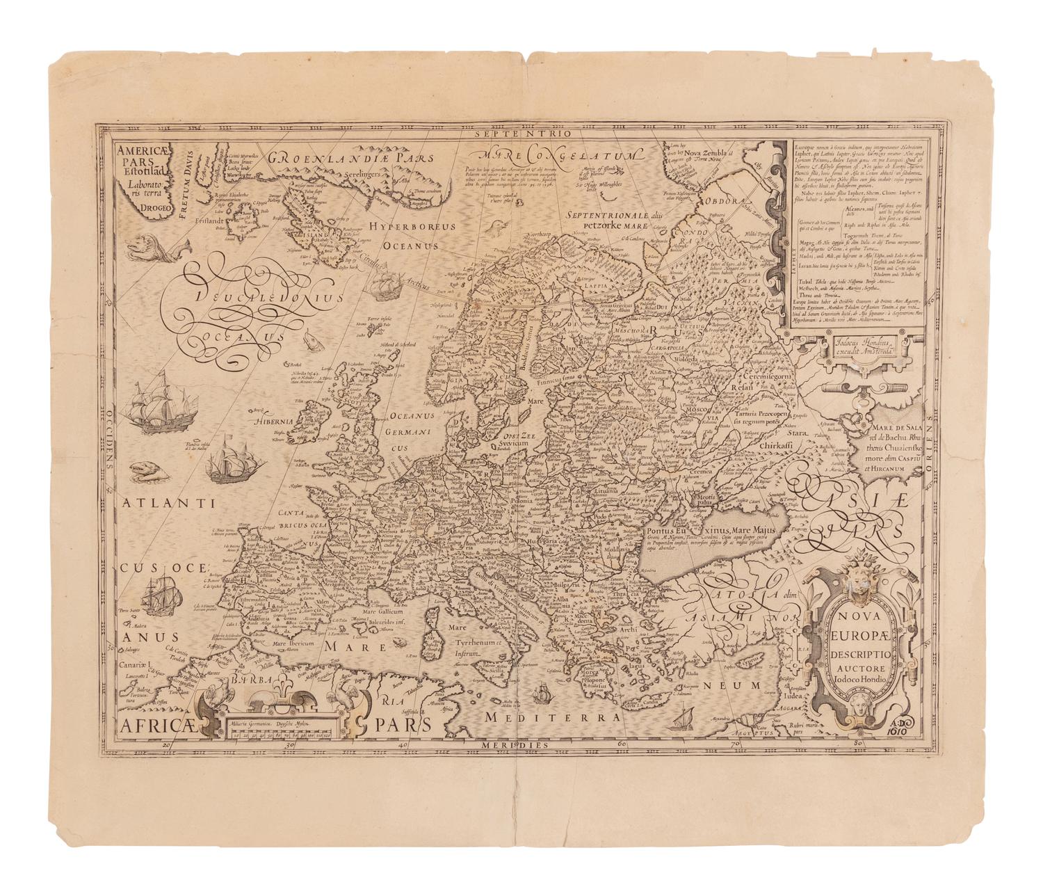 [MAP]. HONDIUS, Jodocus (1563-1612). Nova Europae. Amsterdam, ca 1610 or after.