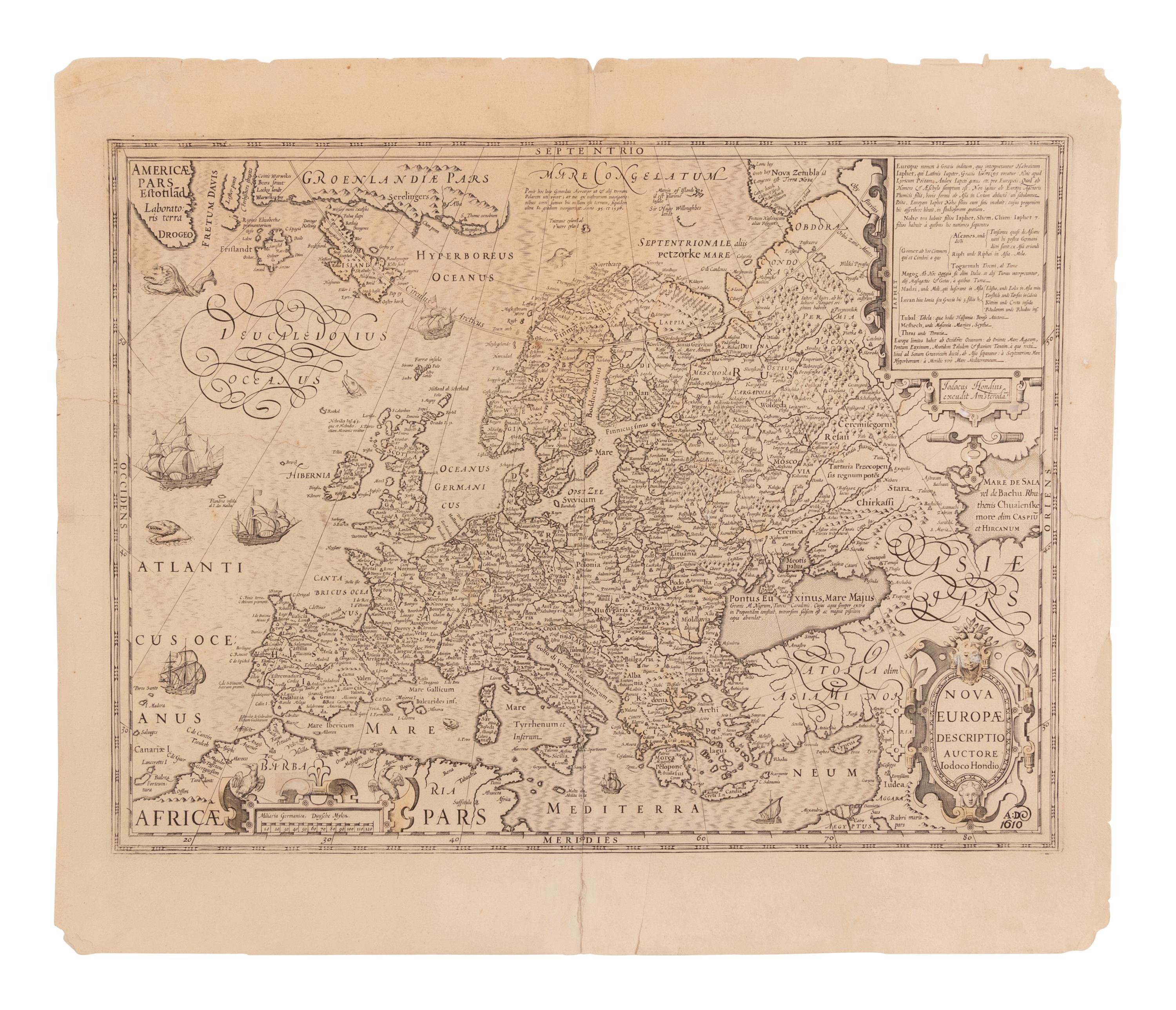 [MAP]. HONDIUS, Jodocus (1563-1612). Nova Europae. Amsterdam, ca 1610 or after.
