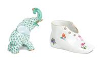 Two Herend Porcelain Articles Height of first 3 1/2 inches.
