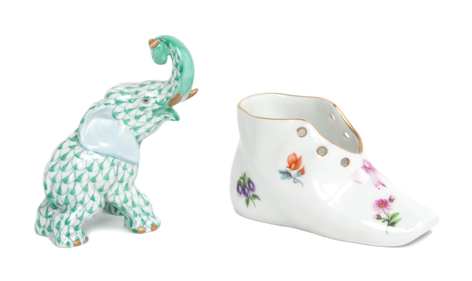 Two Herend Porcelain Articles Height of first 3 1/2 inches.