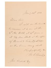GRANT, Ulysses S. (1822-1885). Autograph letter signed ("U.S. Grant"), to James Gopsill (1823-1884). N.p., 24 January 1881.
