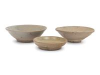 Three Chinese Export Celadon Glazed Stoneware Bowls