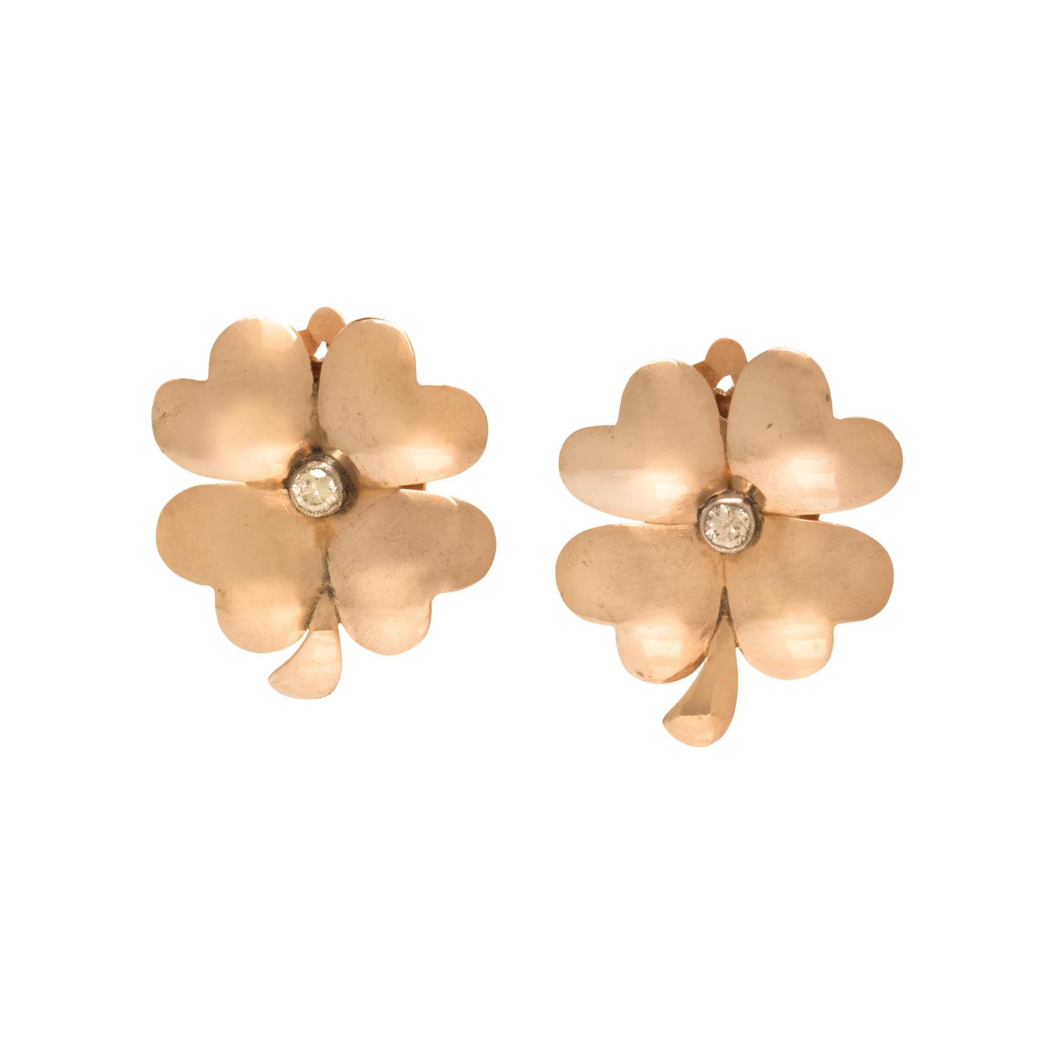 ROSE GOLD AND DIAMOND CLOVER EARRINGS