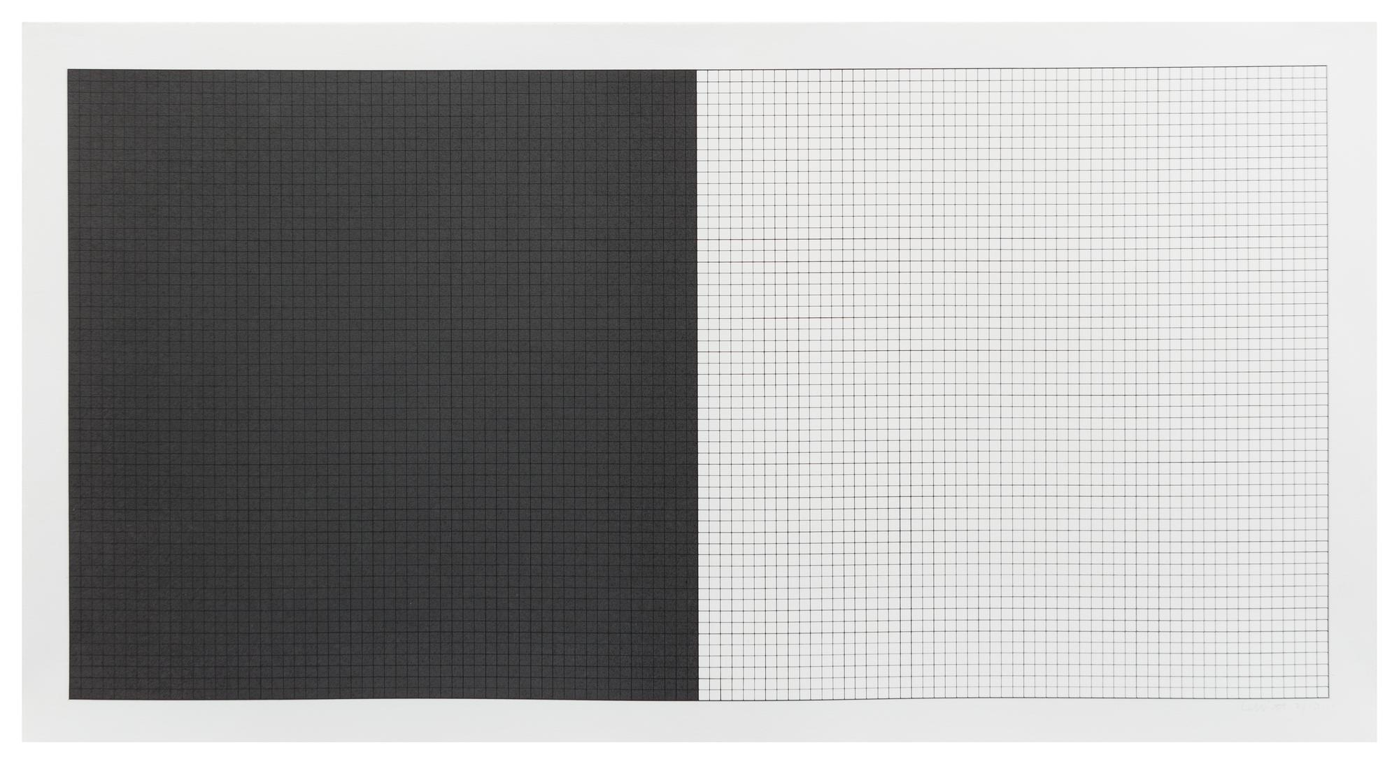 Sol LeWitt, (American 1928-2007), Black and White (pl. 7 from Grids and Color), 1979