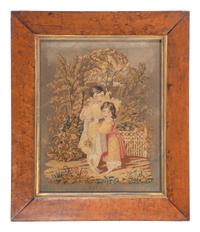 A Victorian Framed Needlework of Two Children