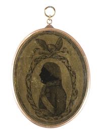 Six Verre Eglomise Silhouette Portraits of Gentlemen and Military Officers