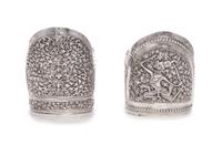 Two Southeast Asian Silver Bangles, , one with scrolling foliate decoration, the other with a dancing figure.