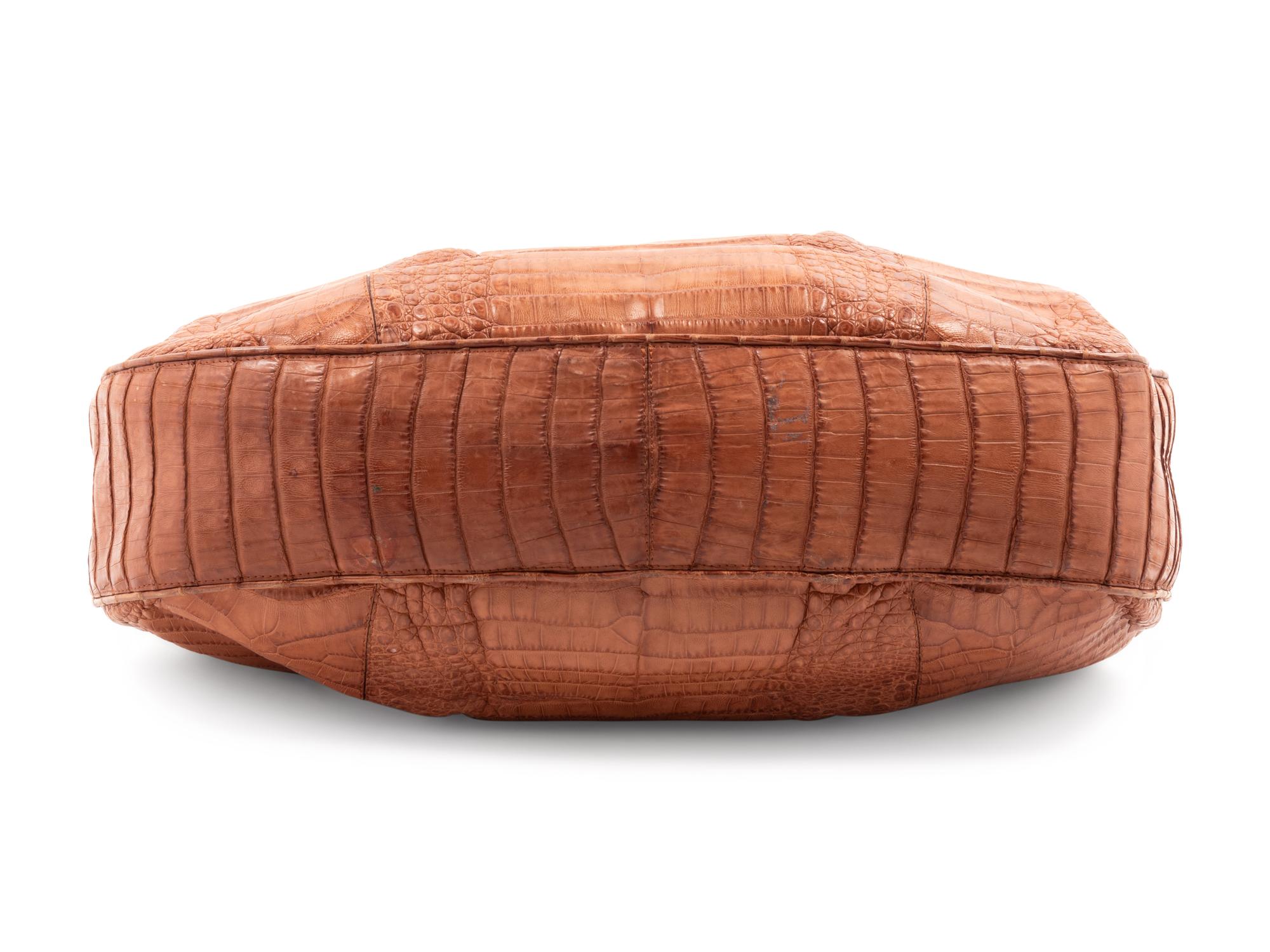 Nancy Gonzalez Tan Crocodile Hobo Bag, 1990-2000s