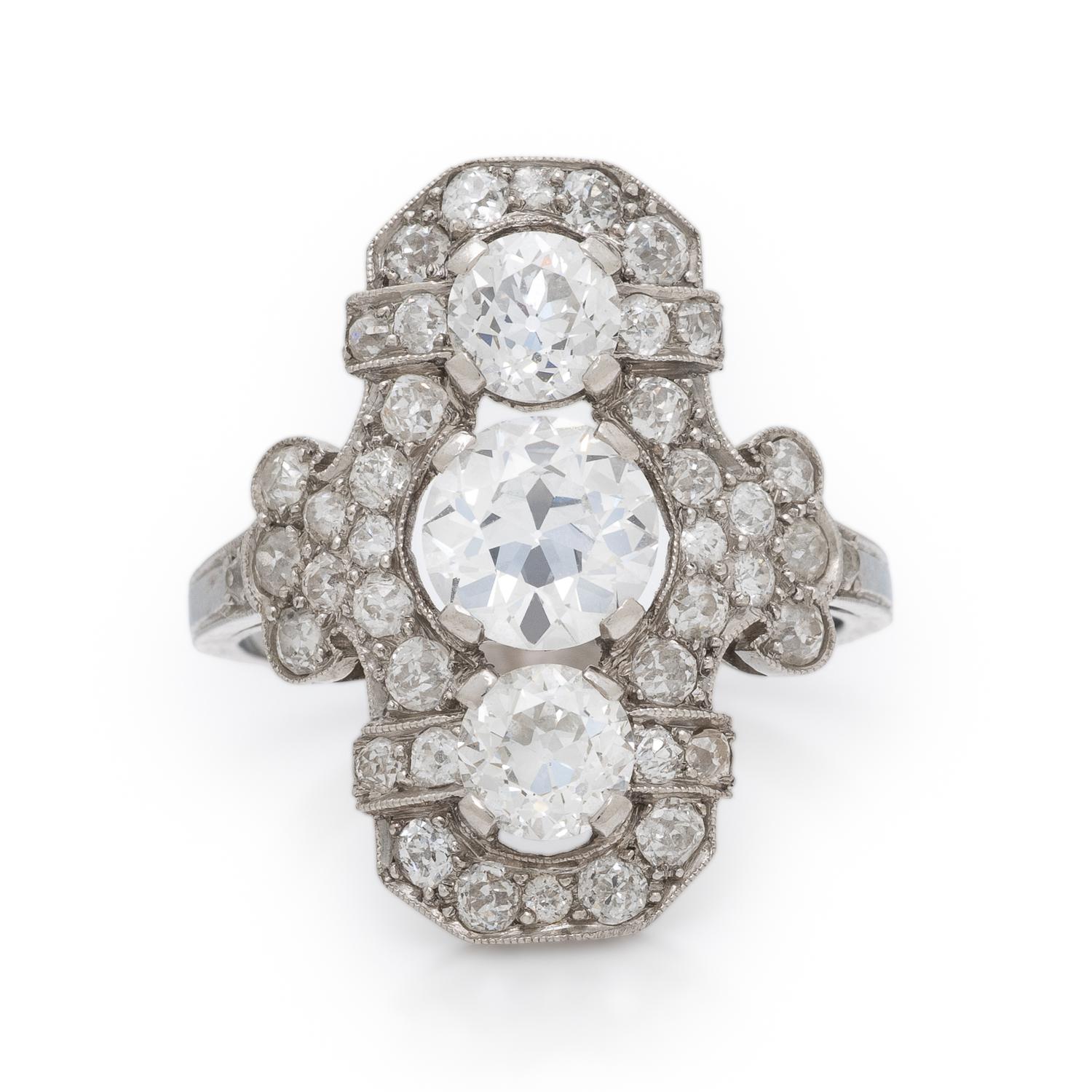 ANTIQUE, DIAMOND PLAQUE RING