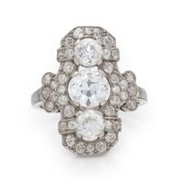 ANTIQUE, DIAMOND PLAQUE RING