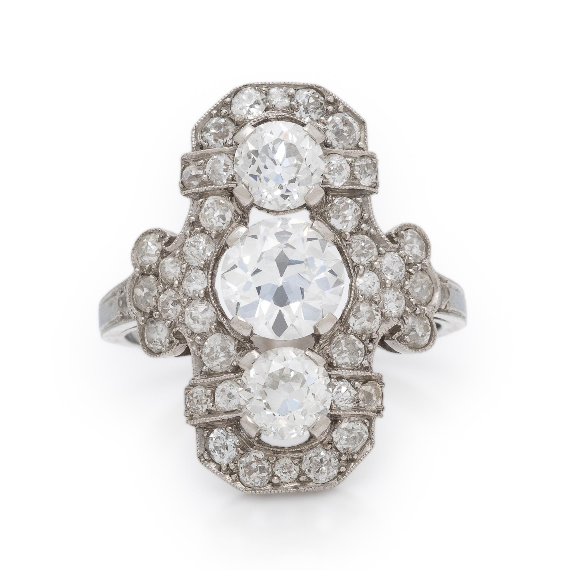 ANTIQUE, DIAMOND PLAQUE RING
