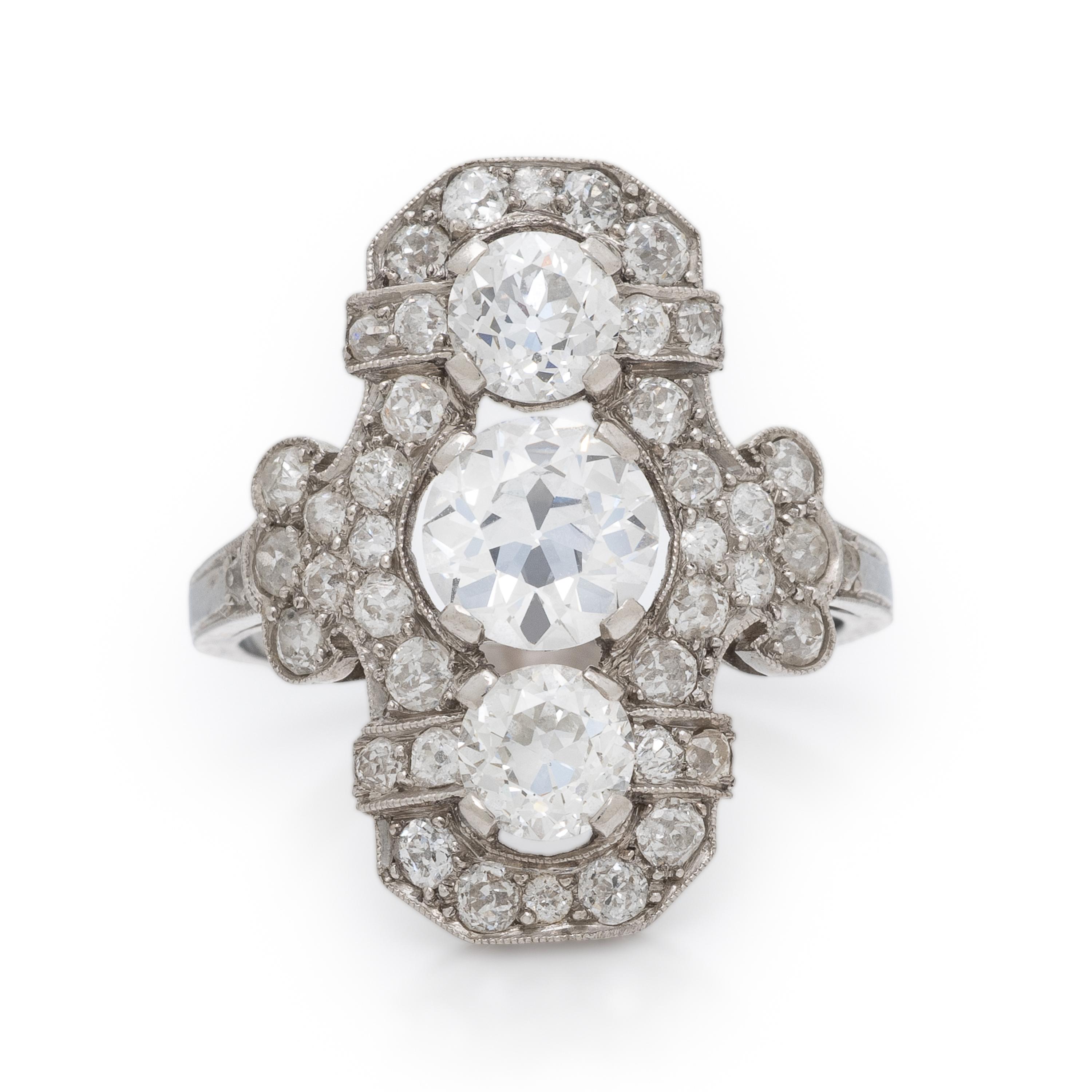 ANTIQUE, DIAMOND PLAQUE RING