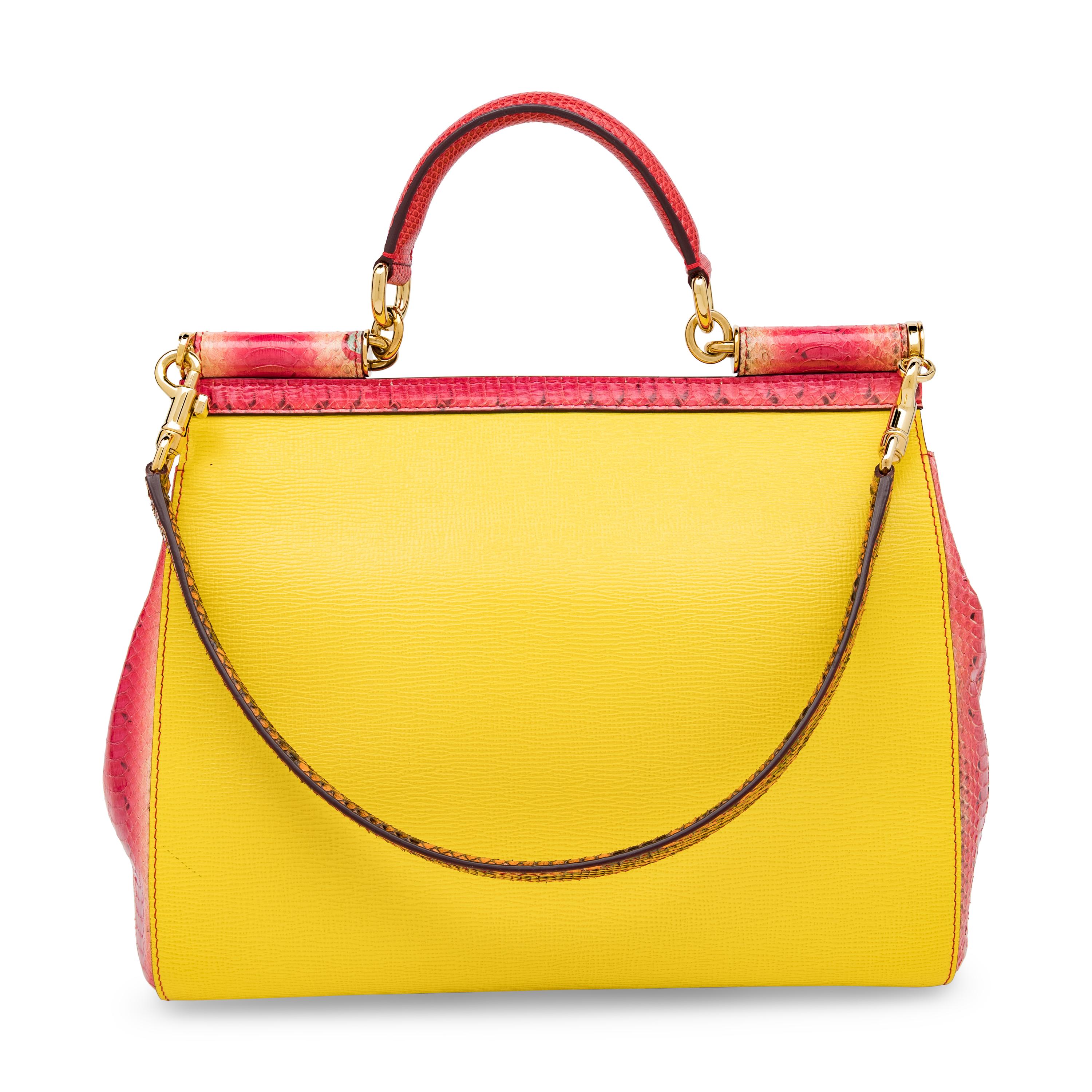 Dolce & Gabbana, Large Sicily Bag in Python & Leather
