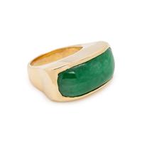 YELLOW GOLD AND JADE SADDLE RING