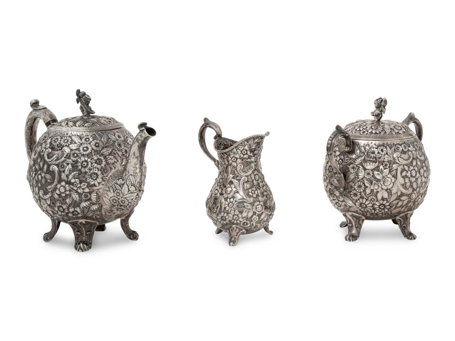 An American Silver Three-Piece Tea Service