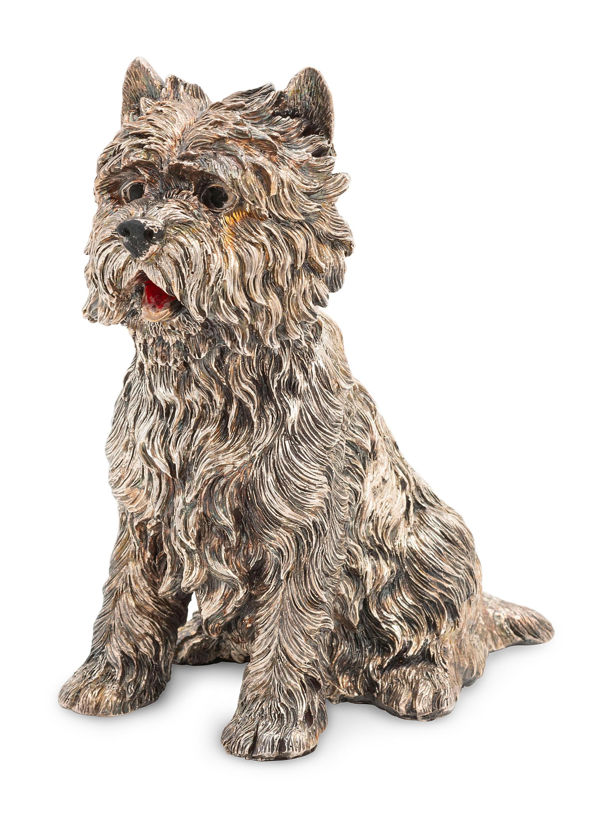 An English Silver Figure of a West Highland Terrier