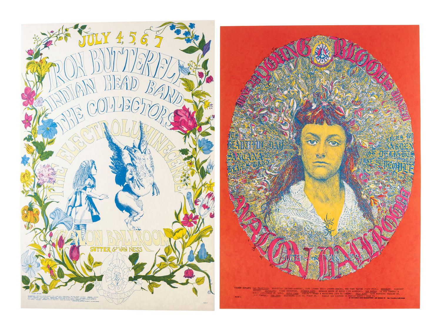 [MUSIC] -- [POSTERS]. DOTTIE, KAGAN, Paul, WAINWRIGHT, Jerry, and SAN ANDREAS FAULT, artists. A group of 7 Family Dog posters from 1968, comprising: