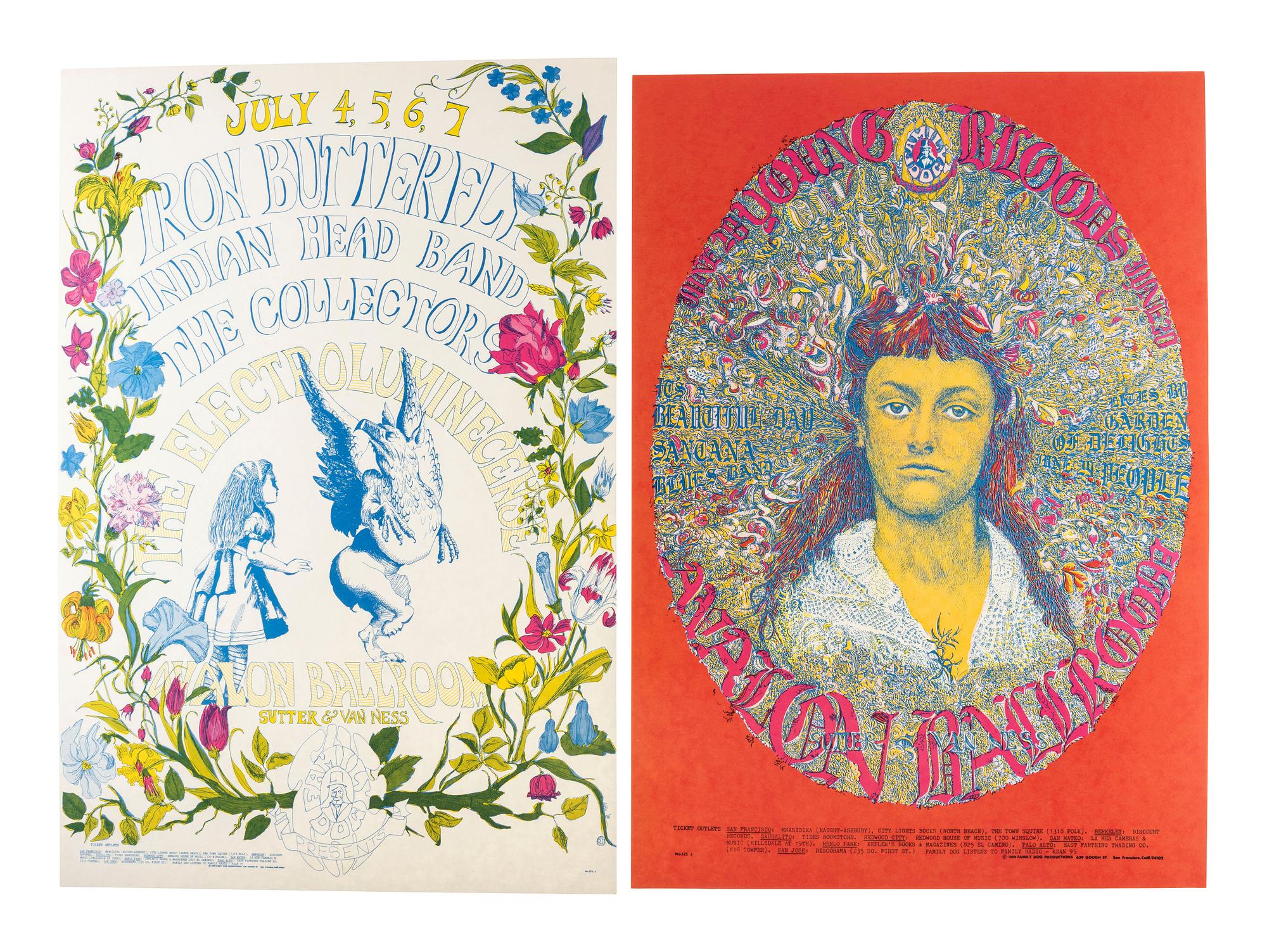 [MUSIC] -- [POSTERS]. DOTTIE, KAGAN, Paul, WAINWRIGHT, Jerry, and SAN ANDREAS FAULT, artists. A group of 7 Family Dog posters from 1968, comprising: