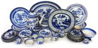 Large group of Chinese Export blue and white porcelain 19th century