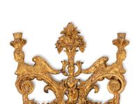 A Pair of Neoclassical Style Giltwood Two-Light Sconces