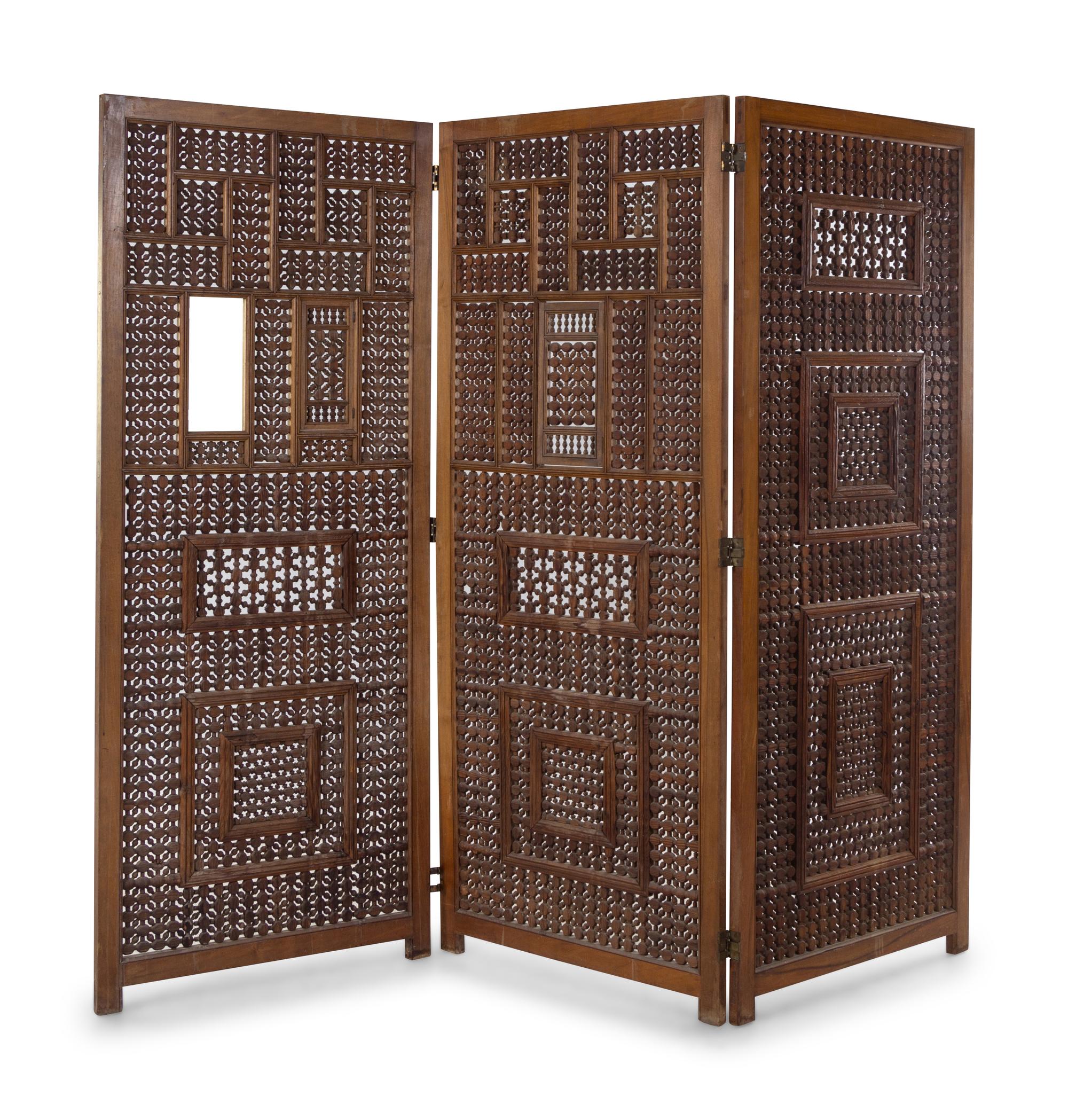 An Ottoman Three-Panel Floor Screen