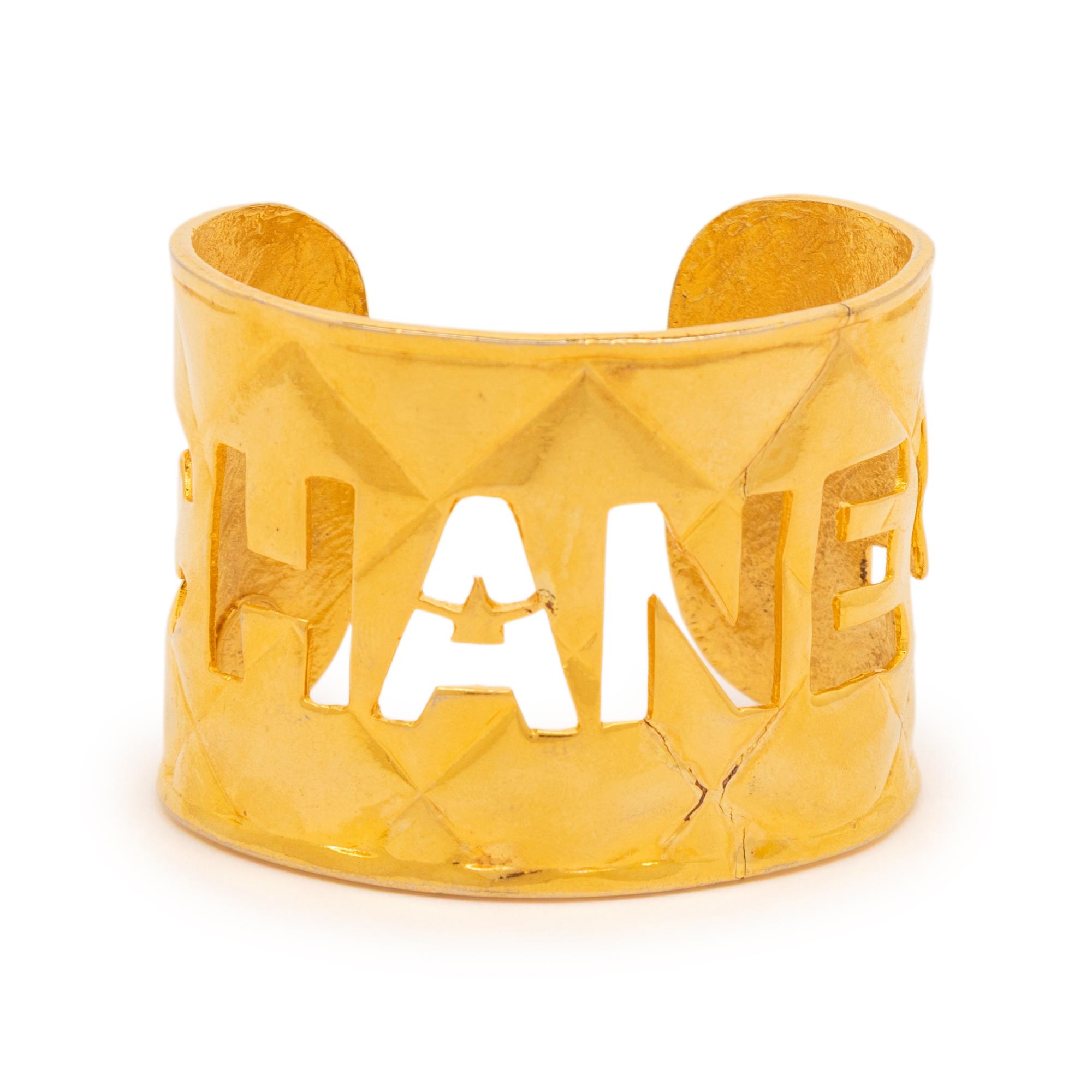 Chanel, Quilted Logo Cuff Bracelet