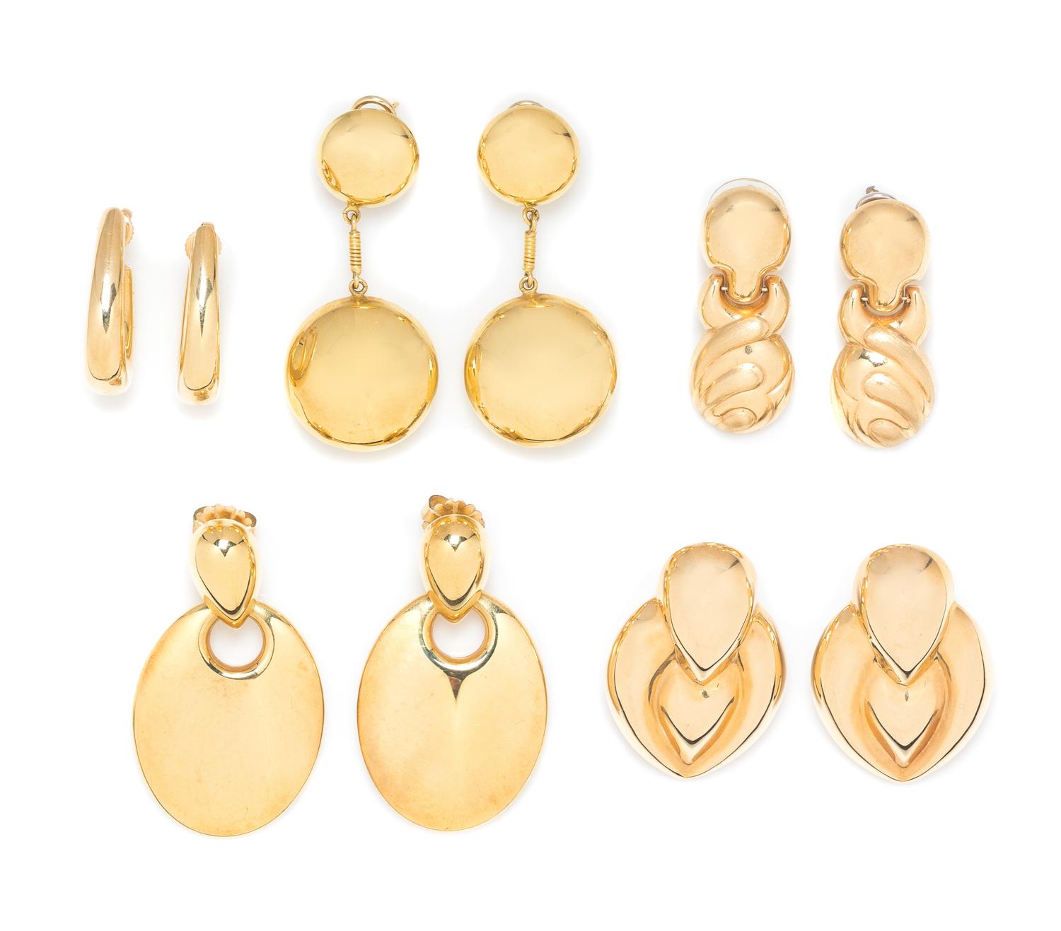 A Collection of Yellow Gold Earclips, 42.60 dwts.