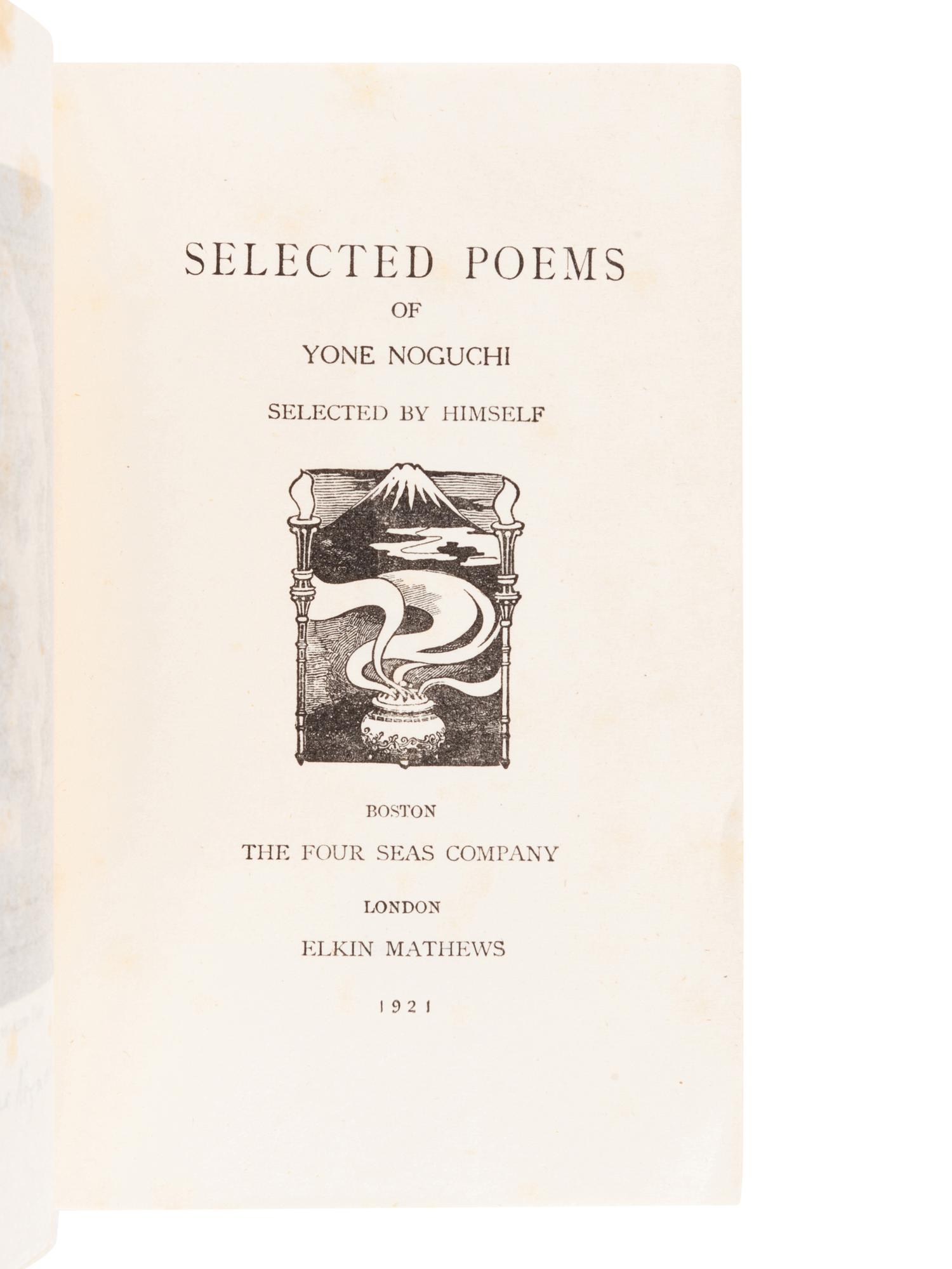 [JAPANESE BOOKS]. NOGUCHI, Yone (1875-1943). A group of 3 works, comprising: