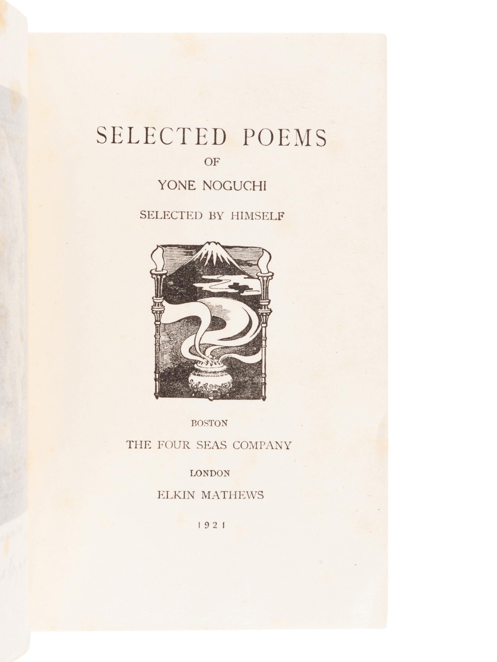 [JAPANESE BOOKS]. NOGUCHI, Yone (1875-1943). A group of 3 works, comprising: