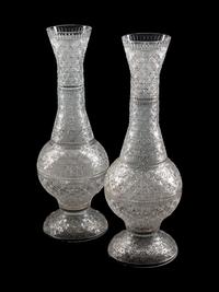 A Pair of Monumental Cut-Glass Urns