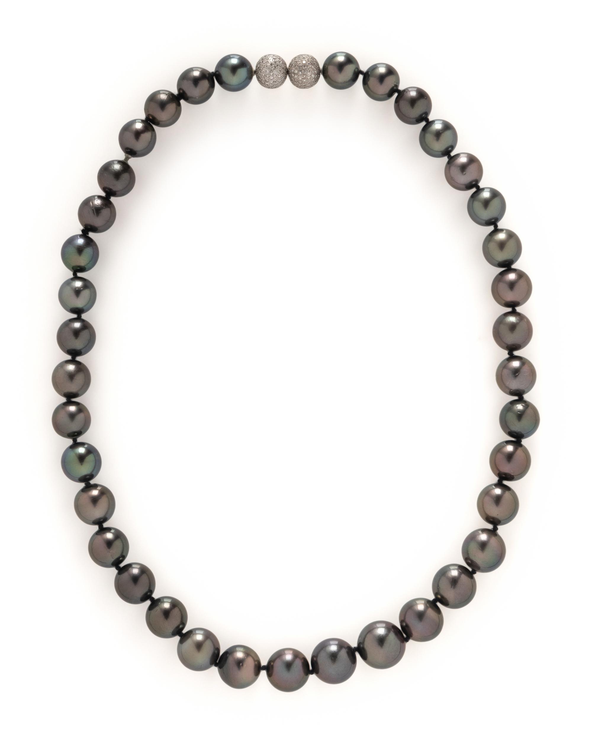 TAHITIAN CULTURED PEARL AND DIAMOND CONVERTIBLE NECKLACE