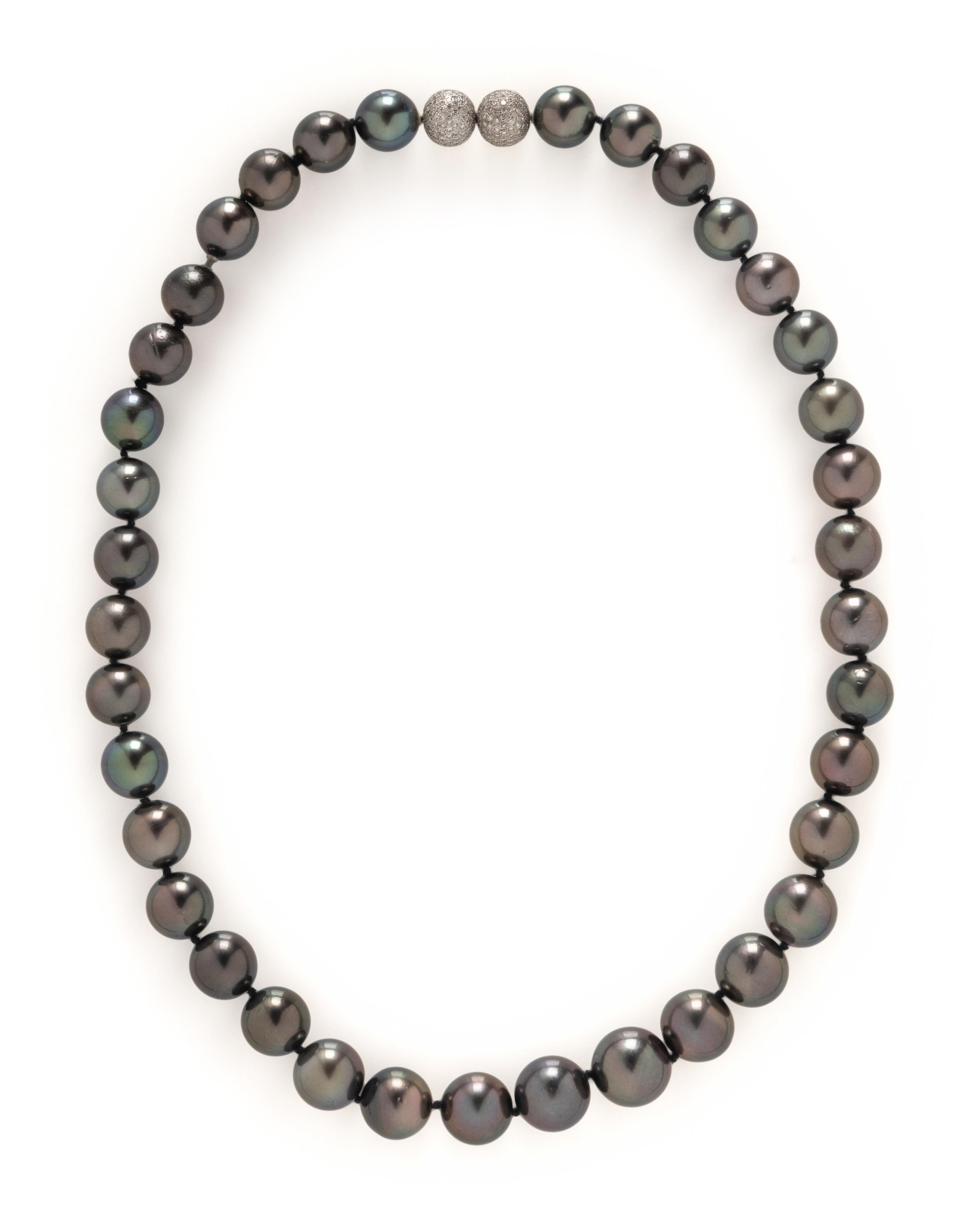 TAHITIAN CULTURED PEARL AND DIAMOND CONVERTIBLE NECKLACE