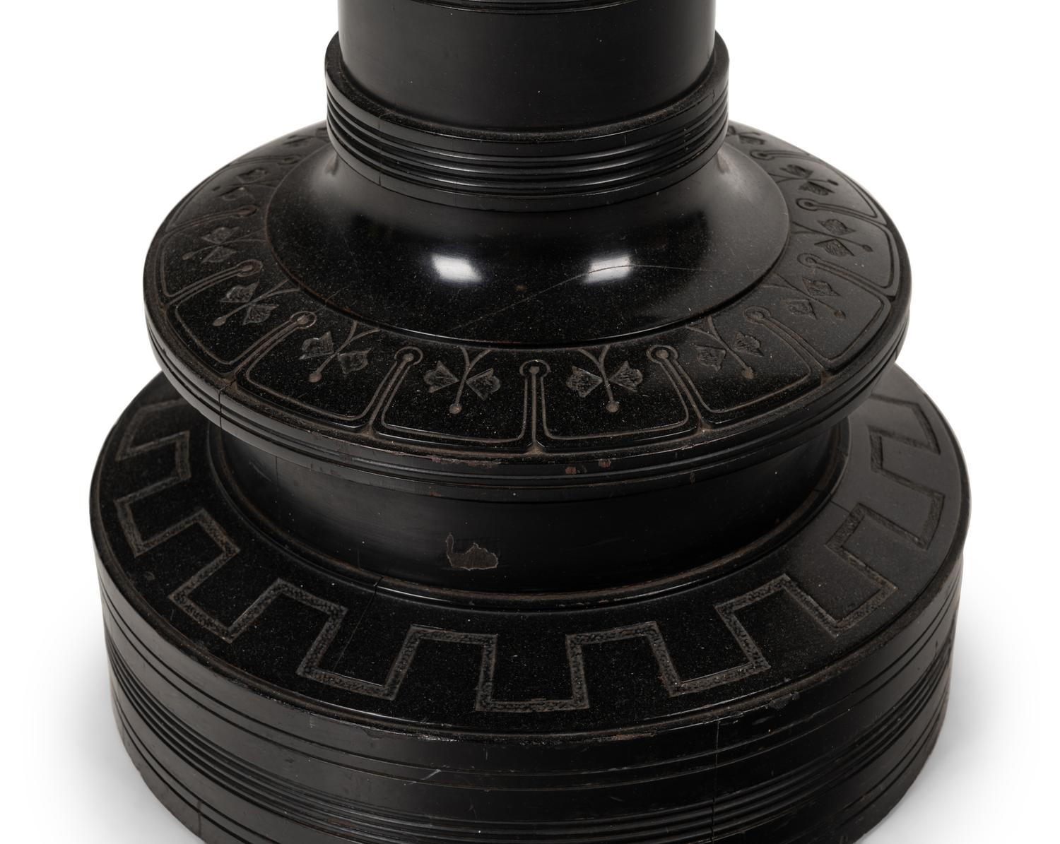 An American Carved and Ebonized Cherry Pedestal