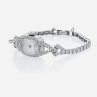 A Ladies Hamilton Platinum and Diamond Watch
