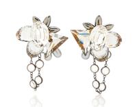 A Pair of Wendy Gell Rhinestone and Faux Pearl Earclips,
