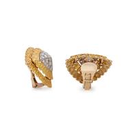 VAN CLEEF & ARPELS, YELLOW GOLD AND DIAMOND EARCLIPS