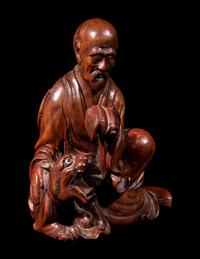 Two Chinese Carved Hardwood Figures