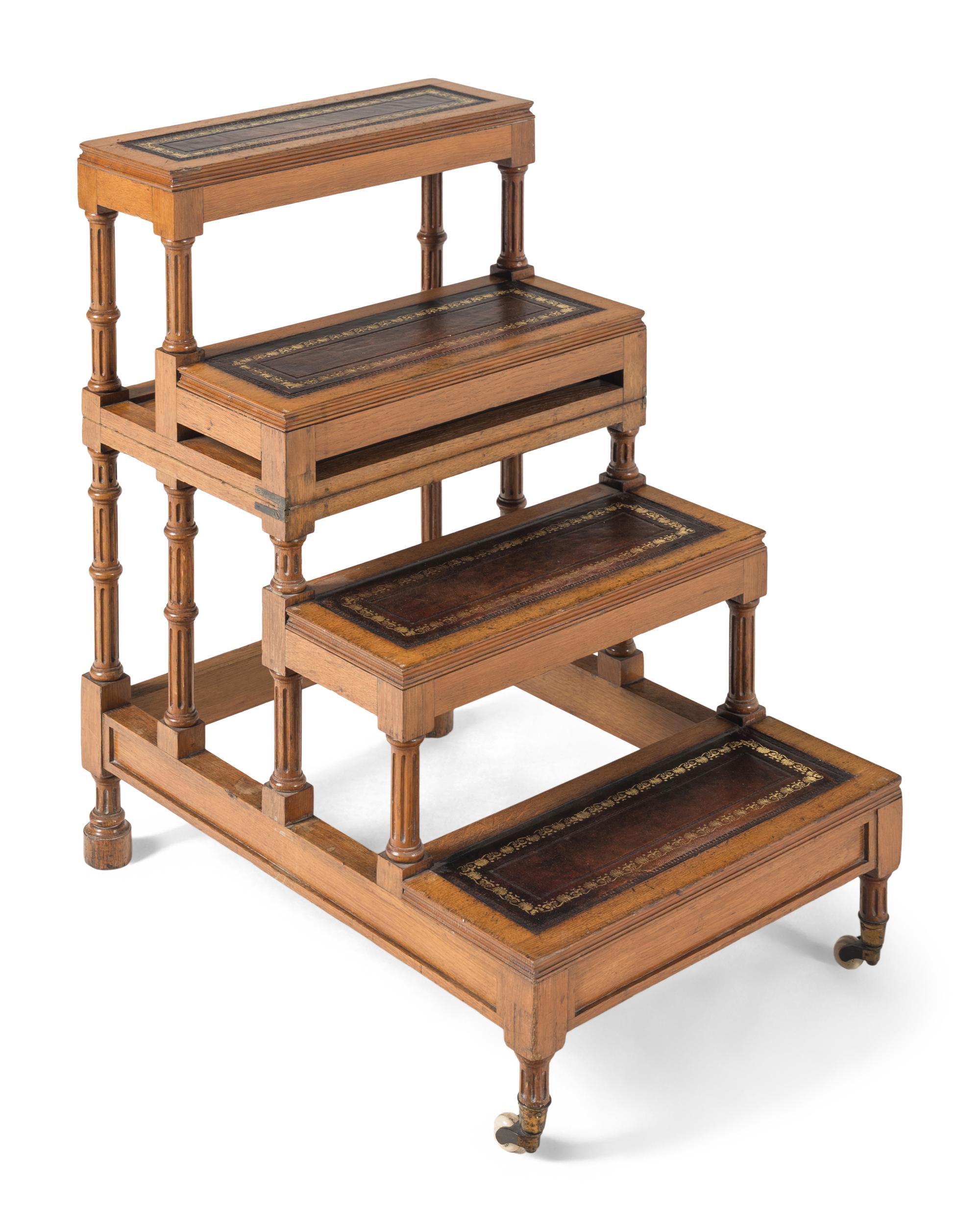 A Set of English Oak Metamorphic Library Steps