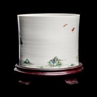 A Chinese Iron Red Porcelain 'Zhongkui' Brushpot, Bitong