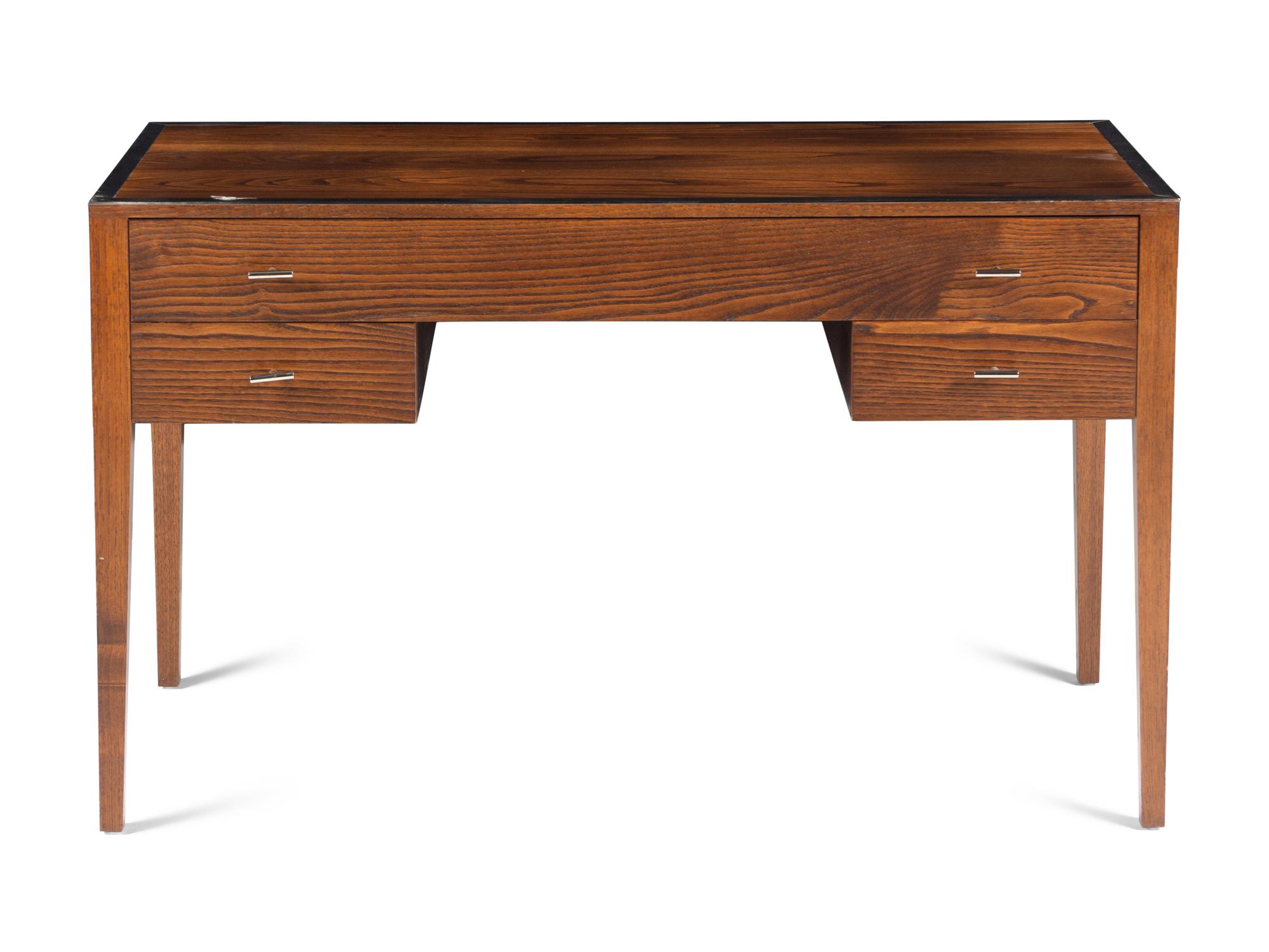 An Art Deco Style Chrome Mounted Oak Desk