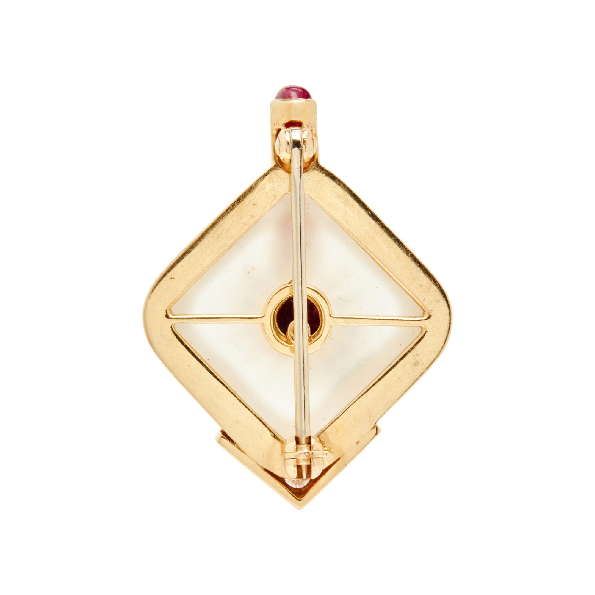 LAGOS, ROCK CRYSTAL QUARTZ AND GEMSTONE BROOCH