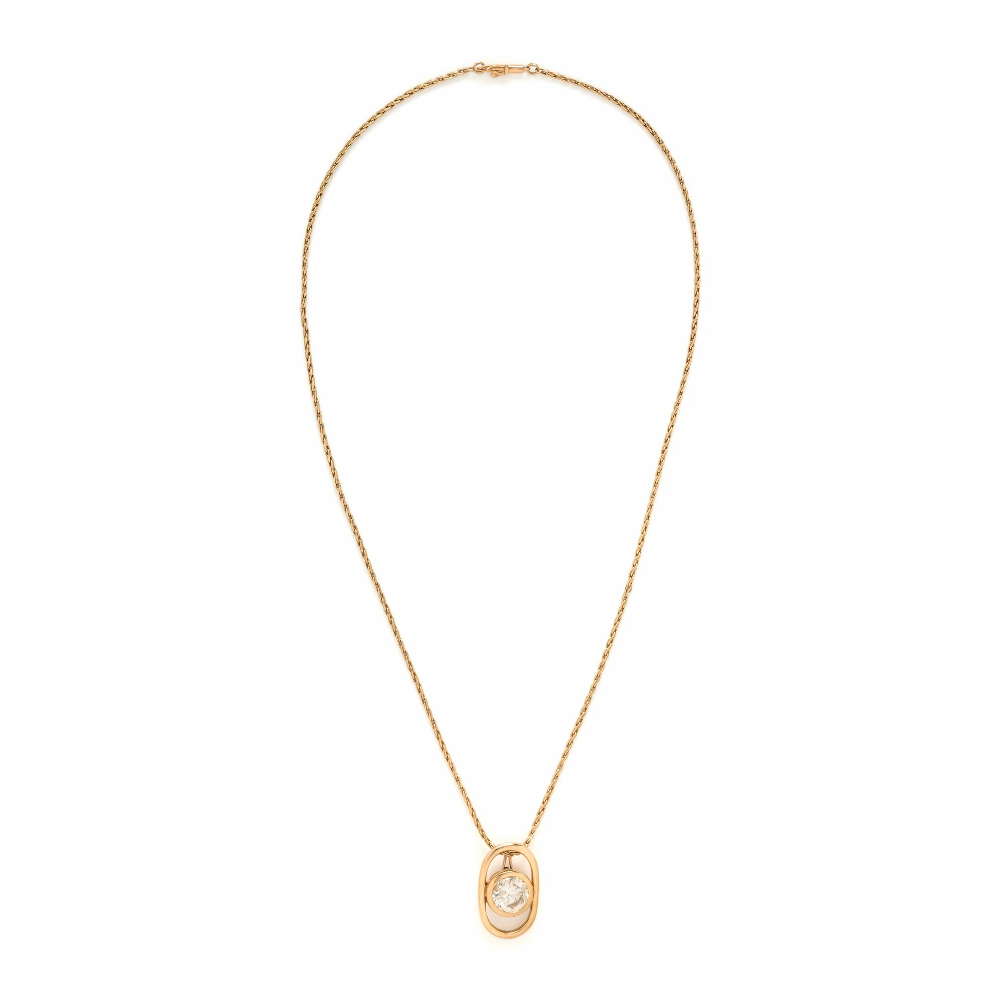 Diamond and Yellow Gold Pendant Necklace
