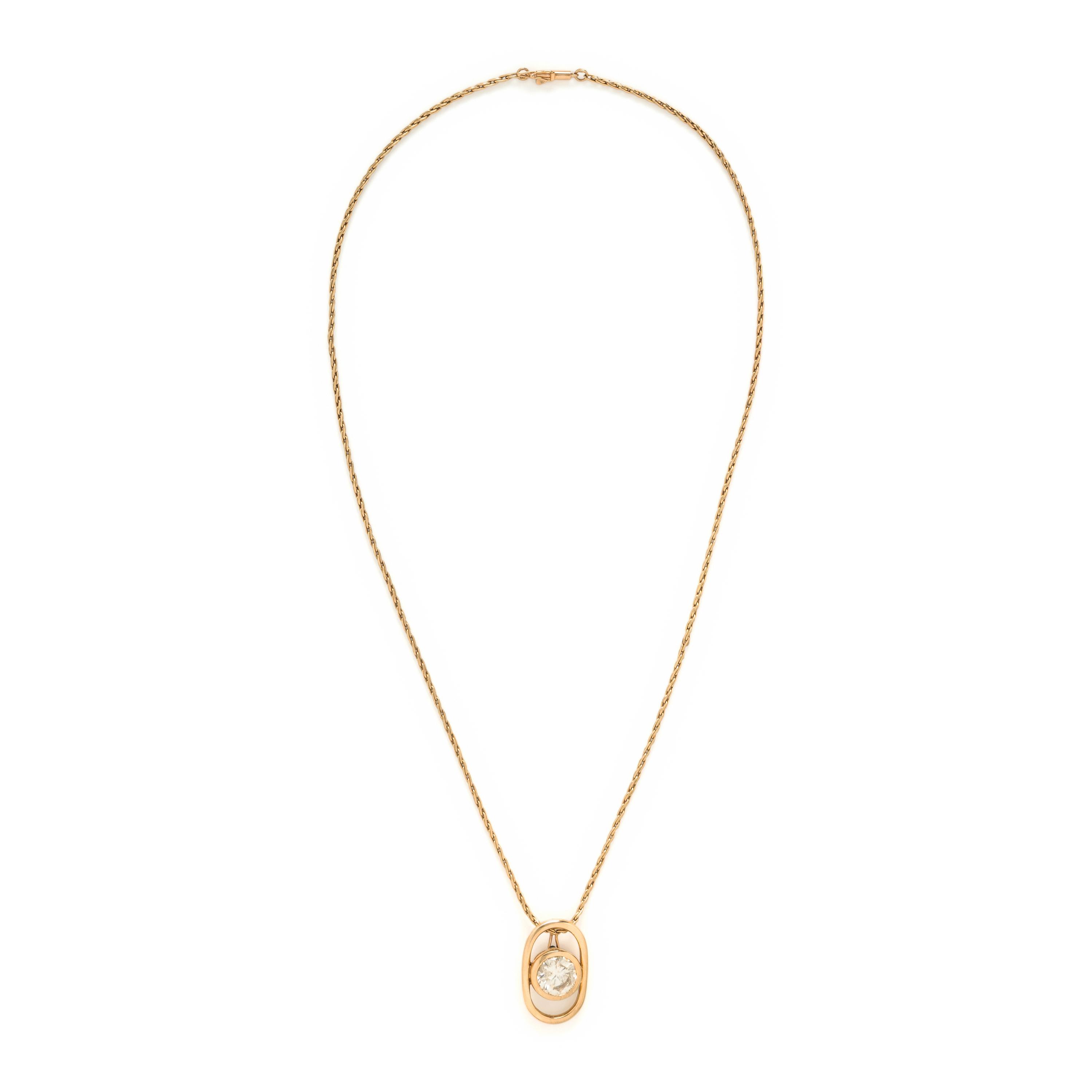 Diamond and Yellow Gold Pendant Necklace