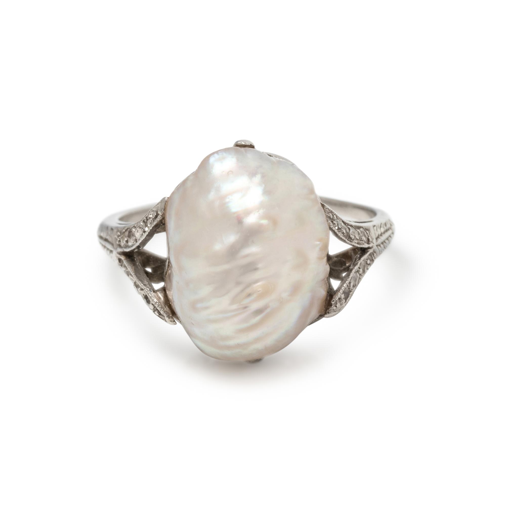 ANTIQUE, PEARL AND DIAMOND RING